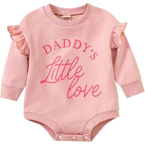MERSARIPHY Baby Girl Sweatshirt Romper Newborn Outfits Oversized Ruffle Daddy's Letter Bubble Bodysuit Fall Winter Clothes