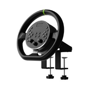 CAMMUS Racing Wheels, leather wheel cover + desktop retainer, real feedback force, magnetic paddle shifter, PC High Performance operation - black (Black - 2-piece set)