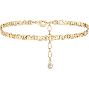 MEVECCO Gold Plated Anklet, 14K Gold Boho Beach Dainty Cute Tiny Lucky Star Foot Chain Ankle Bracelet Silver Beaded Chain Anklet for Women in Kuwait