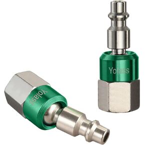 Yolass Air Tool Fittings,2Pcs 1/4"FNPT 360°Swivel Utility Industrial Air Hose Fittings,1/4"NPT Plug Pre-coated with Sealing Thread Glue