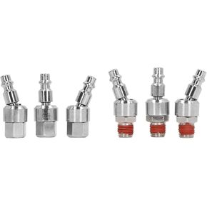 Bordstract 6Pcs Stainless Steel Air Hose Fittings, 1/4 Inch NPT 360 Degree Rotation Air Coupler Quick Connect Male Plugs