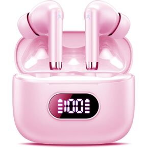 Wireless Earbuds, Bluetooth 5.3 Headphones Playback Powerful Sound, Ear Buds with Noise Cancelling Mic LED Display, IP7 Waterproof in Ear Earphones, 50H Playtime for Laptop Phones Sport Workout, Black