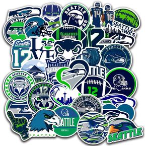 33 PCS Seahawks Stickers Pack Football Stickers Seattle Decal for Water Bottle, Laptop, Bicycle, Computer, Motorcycle, Travel Case, Car Decal Decoration Sticker