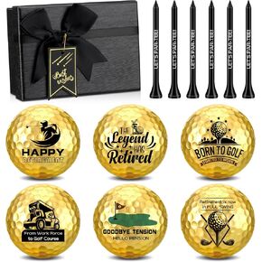 Arrowbash 6 Pack Funny Retirement Gifts Golf Balls Set with 6 Pack Golf Tees for Dad Husband Coworkers Golfers Golf Lovers Retirement Gifts