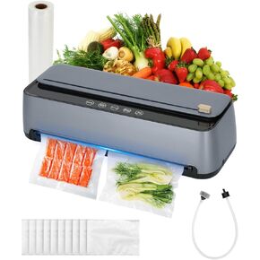 ماكينة ختم الطعام من تشاوس، مضختان 85 كيلو باسكال أوتوماتيكية بالكامل 8 في 1 لغلق الطعام، قاطع مدمج وتخزين الحقائب، الكشف التلقائي عن الأكياس، وضع الرطوبة الجافة وخرطوم شفط الهواء | لمس ال اي دي | سو فيديو in Kuwait