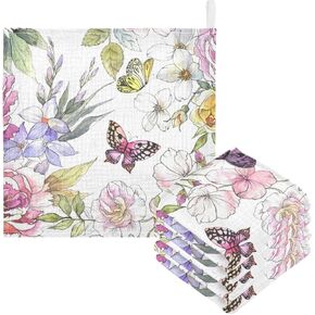 Bolaz Baby Gauze Towels for Kids Soft Handkerchief Newborn 100% Cotton Pink Rose Flower Floral White Absorbent 12x12 Inch 3 Pack