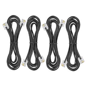 Telephone landline Extension Cord Cable, Cord with Standard RJ-11 6P4C Plug (10FT-4Pack-Black)