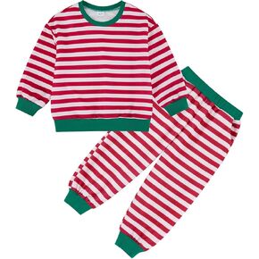 Toddler Girls Clothes Set Long-Sleeved Stripe Sweatshirts Top with Pants 2-Pcs Kids Fall Winter Outfits