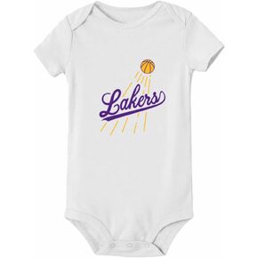 Lakers Logo Crossover Design Baby Bodysuit Girl Boy Infant Short Sleeve Onesie Creeper