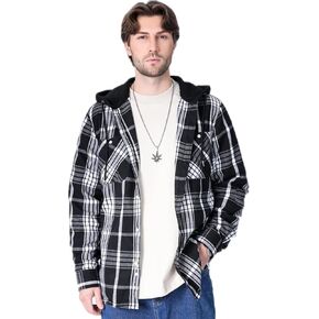 KEPUTAY Men's Plaid Hooded Shirts Casual Long Sleeve Flannel Hoodie Shirts Jackets