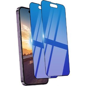 2 Pack Privacy Screen Protector for iPhone 14 Pro Max Blue Tempered Glass for 14 ProMax 6.7inch Private Saver Anti-Spy Anti-Blue Light Anti-Scratch Full Coverage Anti-Bubble