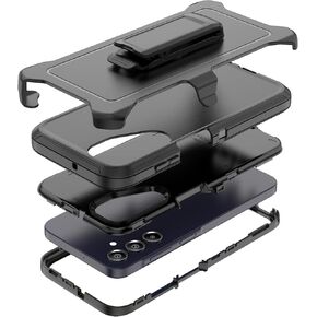 Compatible with Samsung Galaxy A15 5G Case, with Belt Clip Holster Heavy Duty Rugged Shockproof Full Body Protection Kickstand Cover for Samsung Galaxy A15 5G Phone (Black)
