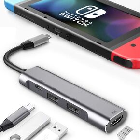 RREAKA TV Docking Station for Nintendo Switch/Switch OLED, Portable Switch TV Adapter with 4K HDMI/USB 3.0/100W Charging, Replacement Charging Dock for Nintendo Switch