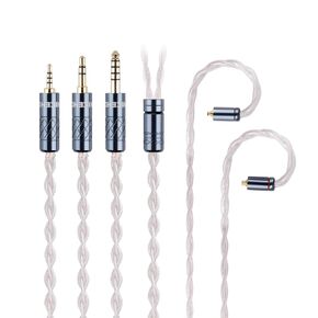SnowAg Earphone Cable 4 Core 4N Sterling Silver with High Conductivity Copper Shielding Layer MMCX/0.78 2PIN Detachable Metal Connector 2.5/3.5/4.4mm Plug Soft Upgrade Cable