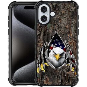 DAIZAG Case Compatible with iPhone 16,Wooden Cross Power American Flag Pattern Design,Case for iPhone 16 Cases,All-Round Protection Shockproof Anti-Scratches TPU Case Cover