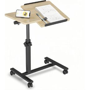 Tilting Overbed Table with Wheels Adjustable Height Laptop Stand for Couch Bed Table Hospital Over Bed Table Side Tray Tables Hospital Bed Table Office Carts & Stands-Log