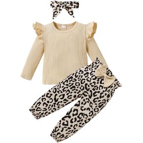 SANMIO Toddler Girl Clothes Outfits Cute Ruffle Sleeve Shirt Floral Pant+Headband 3Pcs Baby Girl Clothing Set 1-5T