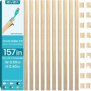 Decorative Ethernet Cable Management Wall - 157in One-Cable Baseboard Cable Hider, Cable Raceways Kit, Wire Cover for Hiding Speaker Wire, Baby Monitor Cord, Conceal Cords on Wall, Wire Molding