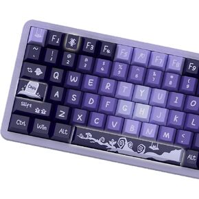 PBT Keycaps, 138 Keys Witch Halloween Theme Cherry Profile Keycaps Dye-Sublimation, Custom Keyboard Keycaps Set for 61/64/68/84/87/100/104/108 MX Mechanical Keyboard