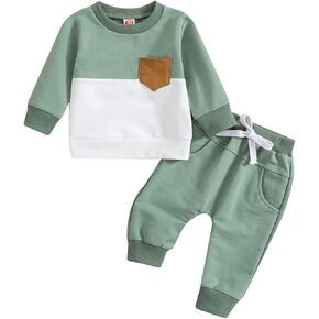 Toddler Fall Baby Boy Winter Clothes Set Pullover Long Sleeve Sweatshirt Top+Solid Jogger Pants 2Pcs Casual Outfits