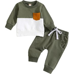 Toddler Fall Baby Boy Winter Clothes Set Pullover Long Sleeve Sweatshirt Top+Solid Jogger Pants 2Pcs Casual Outfits