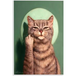 Stupell Industries Cat & Middle Finger Wall Plaque Art by Lucia Heffernan