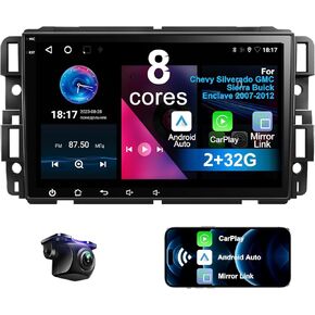 Car Stereo for Chevy Silverado GMC Sierra Buick Enclave 2007-2012 with Wireless CarPlay Android Auto 4+32G, 8" HD Touchscreen Car Radio Android 12 with Backup Camera, GPS, AM/FM/RDS, AUX, Hi-Fii