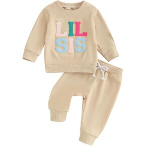 Big Sister Little Sister Matching Outfits Baby Girl Lil/Big Sis Sweatshirt Top Pants Set Fall Winter Clothes 2Pcs