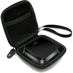 CASEMATIX Protective Travel Case Compatible with Wireless Android Auto and Wireless CarPlay Adapters Up to 3" x 3" Sizing - Hard Shell Carrier with Wrist Strap and Reinforced Zipper