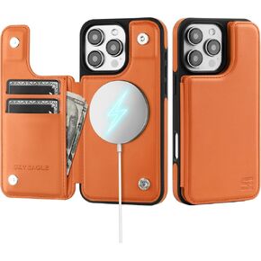 Compatible with iPhone 16 Pro Wallet Case,【Compatible with Magsafe】 Women Men PU Leather Flip Folio Protective Cover Credit Card Slots Kickstand RFID Blocking,for Apple 16 Pro,Green