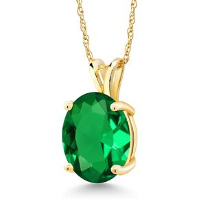 Gem Stone King 14K Yellow Gold Green Peridot Pendant Necklace For Women (3.00 Cttw, Gemstone August Birthstone, Oval 11X9MM, With 18 Inch Chain)