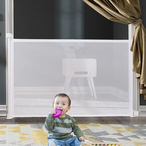 COLOR TREE Retractable Baby Gates, 34" Tall, Extends up to 71" Wide, Extra Wide Baby Gate, Upgraded Automatic Tightening, Safety Mesh Dog Gate for Pets, Indoor Outdoor for Doorways, Stairs, Hallways