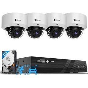 PoE Security Camera System, 8X 5MP IK10 Vandal-Proof IP67 Dome IP Camera with Audio, 8CH 4K NVR 2TB HDD, AI Human Vehicle Detection & Night Vision, 24/7 Home Recording, LY54AX5M0808