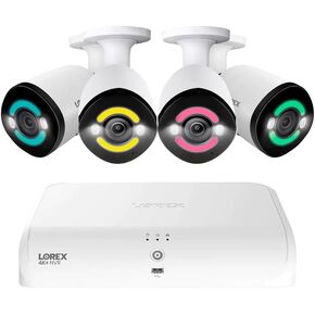 Lorex 4K 12MP Outdoor Security Camera System with 4 IP Wired Bullet Security Camera with 2TB 16 Channel NVR Recorder (Supports Up to 8 Wired + 8 Fusion Wi-Fi), Two Way Audio, Person Vehicle Detection