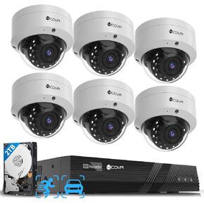 PoE Security Camera System, 8X 5MP IK10 Vandal-Proof IP67 Dome IP Camera with Audio, 8CH 4K NVR 2TB HDD, AI Human Vehicle Detection & Night Vision, 24/7 Home Recording, LY54AX5M0808
