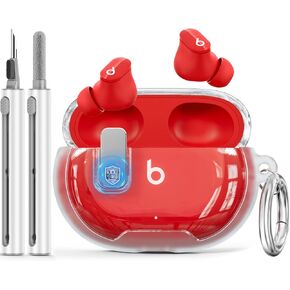 【with Safety Lock】 for Beats Studio Buds/Studio Buds Plus Case Cover Clear 2021/2023 with Cleaner Kit,Soft TPU Protective Case for New Beats Studio Buds+ with Keychain for Women Men Girls Kids,Clear