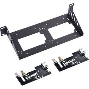 GeeekPi DeskPi RackMate Accessories SBC Shell 10 inch 1U Rack, with 2PCS Micro HDMI to HDMI Adapter Board for Raspberry Pi 5 / Pi 4B