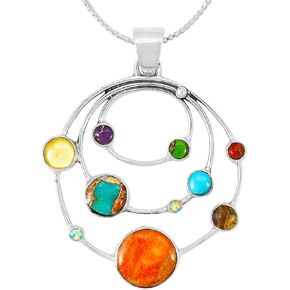 Planets Solar System Gemstone Turquoise Jewelry in Sterling Silver 925 & Genuine Turquoise