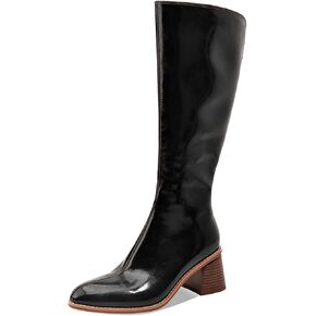 Knee High Boots Women Chunky Heel Wide Calf Pointed Toe Mid Heel Tall Long Boot for Women Girls Ladies Fall Winter