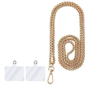 1Set Golden Metal Phone Chain Holder, Universal Cell Phone Crossbody Neck Lanyard with Tether Pads Adjustable Phone Wrist Strap Convenient to Carry Easy to Wear,Cell Phones and Accessories