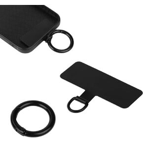 Phone Tether Tab, Black Metal Phone Lanyard Tab with 1 Metal Spring Ring Sturdy Portable Phone Lanyard Tether Tab for Cell Phone Replacement Part