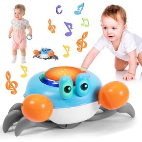 Crawling Tummy Time Crab Baby Toy with Learning System Led Light Music for 18 Infant Months Toddler Walking Interactive Educational Development Toy, 1 st Birthday Gift