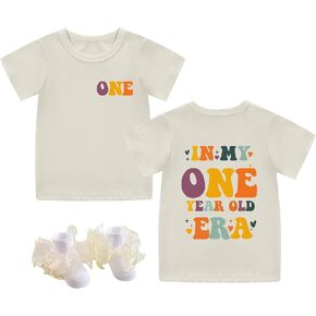 in My One Year Old Era Birthday Shirts Toddler Baby Girls T-Shirt Tees with Socks