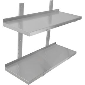 DULNICE Stainless Steel Shelf 39.4" x 12.6" Commercial Wall Mounted Floating Shelving with Brackets, Adjustable Heavy Duty Microwave Metal Shelves Rack for Restaurant Kitchen Home Hotel Bar Garage