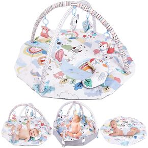 Baby Gym Play Mat Babies and Toddlers Activity Game Mat Visual Auditory Motor Development Gifts for Aged 0-18 Months