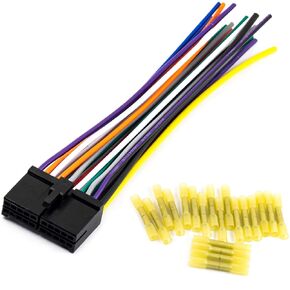20 Pins Wire Harness Radio Plug Stereo Cable for DVD CD MP3 TV Players, with 20pcs Heat Shrink Butt Connector