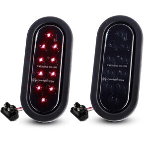 TMH (عبوة من قطعتين) 6 بوصة 10 LED عدسات مدخنة بيضاوية الشكل بيضاء عكسية احتياطية لإشارة الانعطاف، ضوء LED لشاحنة مقطورة RV Bus 12V حلقة مطاطية وقابس متضمن