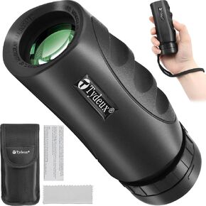 8x25 Waterproof Compact Monocular - High Definition Wide View Telescope Monoculars - Comes with Cleaning Cloth, Case & Neck Strap, Black