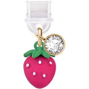 ELISE & FONDA TP338 Type-C USB Charging Port Anti Dust Plug Little Strawberry Cell Phone Charm for Samsung/Huawei/OnePlus/Xiaomi/oppo Android Phones (Pink)