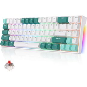 RK ROYAL KLUDGE 70% Mechanical Keyboard - RK71 Wireless Gaming Keyboard with Hot-Swappable Red Switches, Double-Shot Creamy Keycaps, RGB Backlit, and Triple-Mode Connectivity